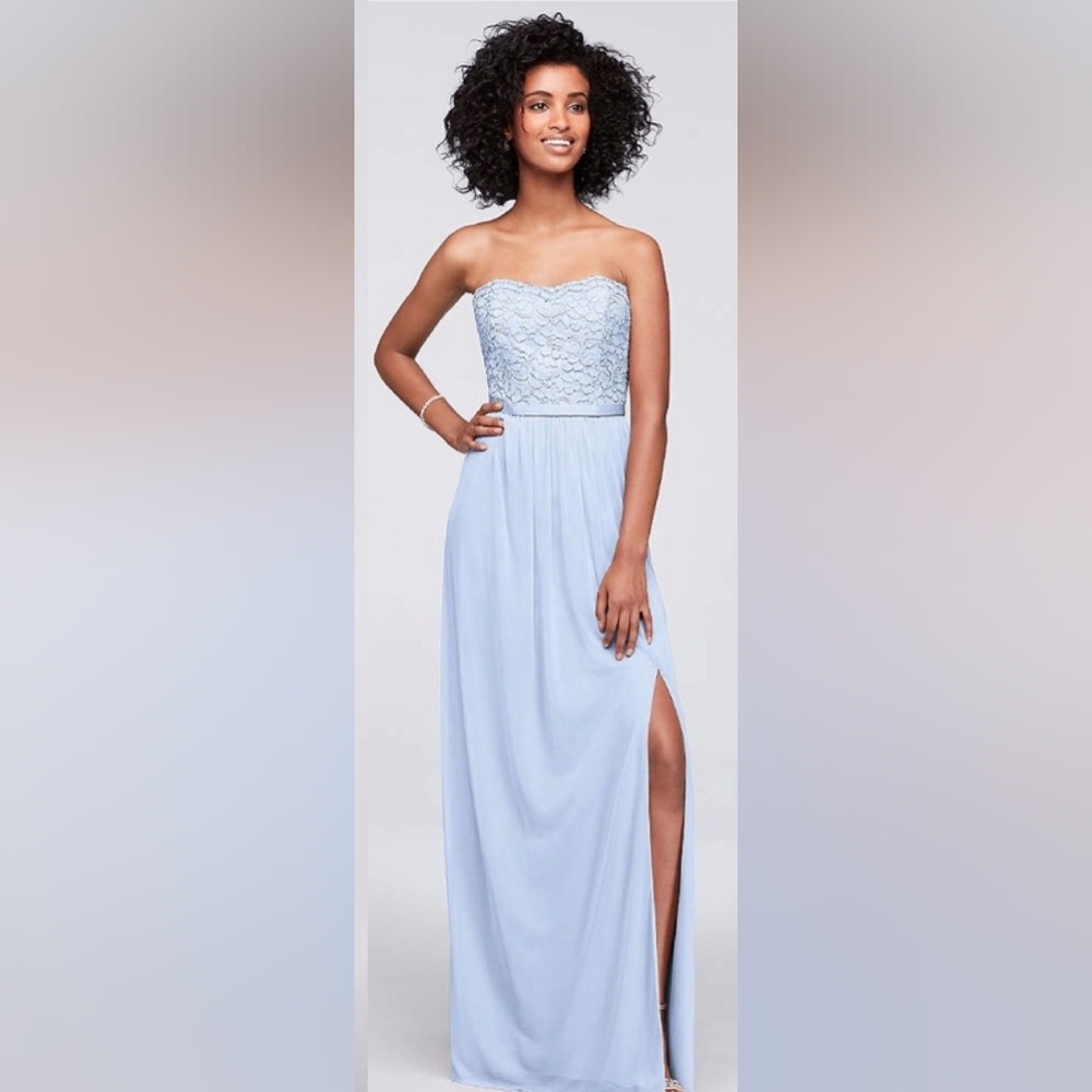 Ice Blue strapless lace dress
